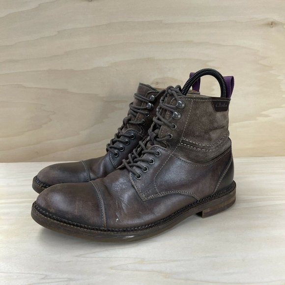Clarks Mens Leather Lace Up Ankle Combat Boots Round Toe Brown 16501 Size 8.5 M main image 7
